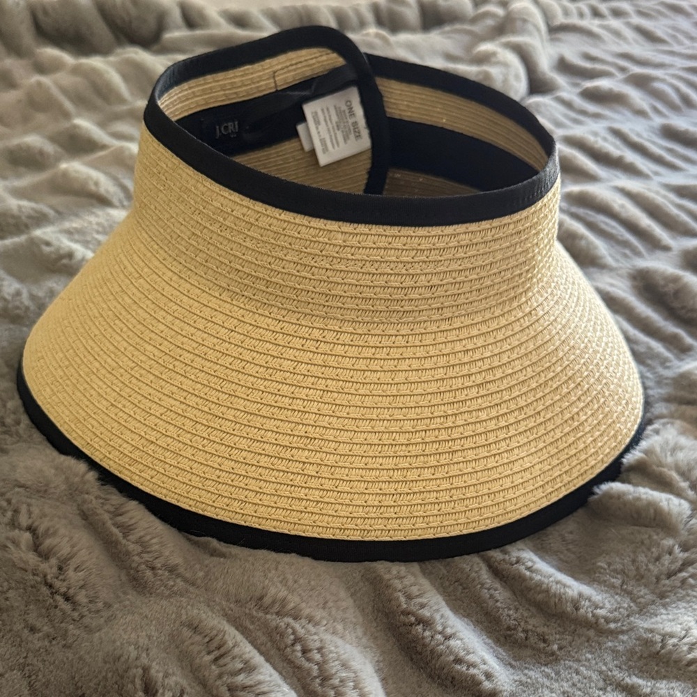 J. Crew Women's Straw Visor with Black Trim